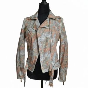 Gil Santucci Italian Designer Biker Jacket, Multicolor Women's Blazer sz 40 S